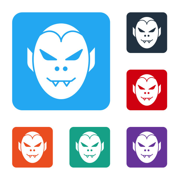 白色吸血鬼图标孤立在白色背景图片下载