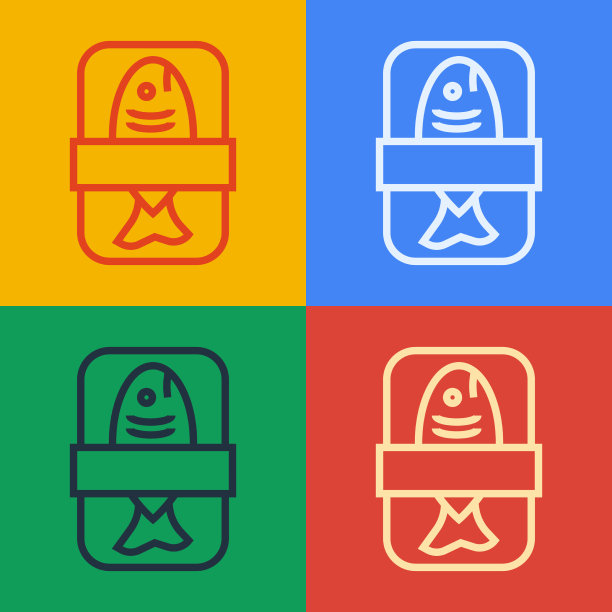 波普艺术线鱼塑料托盘容器图片下载