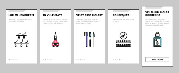 睫毛扩展Onboarding图标设置矢量图片下载