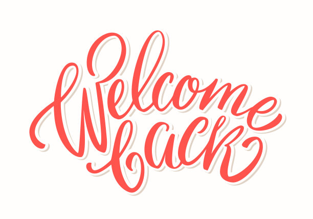 欢迎回来。矢量手写字母横幅。图片下载