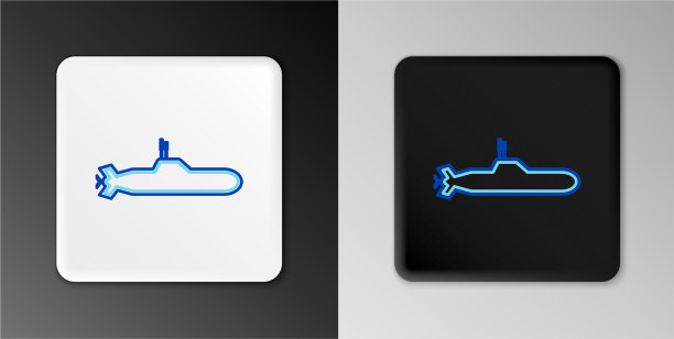 线潜艇图标孤立的灰色背景图片下载