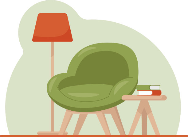 舒适的家庭扶手椅和落地灯。平的风格图片下载