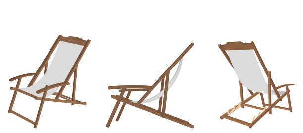 沙滩椅模拟了暑假的概念。3 d现实的设计。太阳伞模板。海滨游泳池酒店休息椅。图片下载