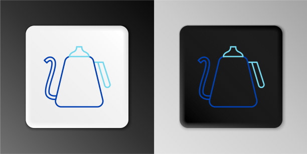 线水壶与处理图标隔离在灰色图片下载