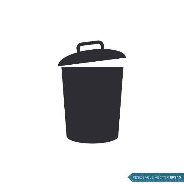 垃圾桶图标矢量模板插图设计图片下载
