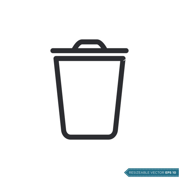 垃圾桶图标矢量模板插图设计图片下载