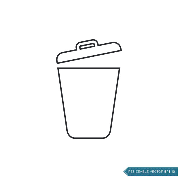 垃圾桶图标矢量模板插图设计图片下载