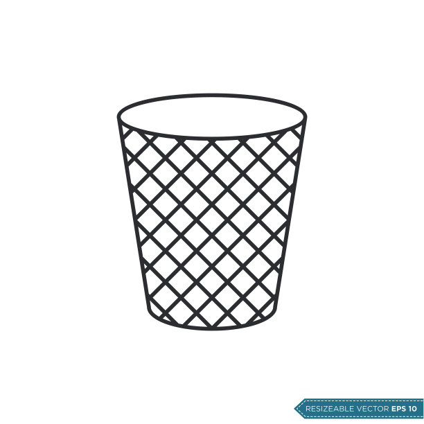 垃圾桶图标矢量模板插图设计图片下载