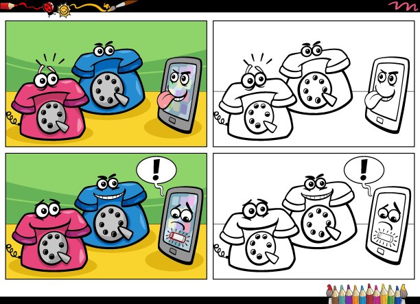 漫画故事用旧手机和智能手机彩页图片下载