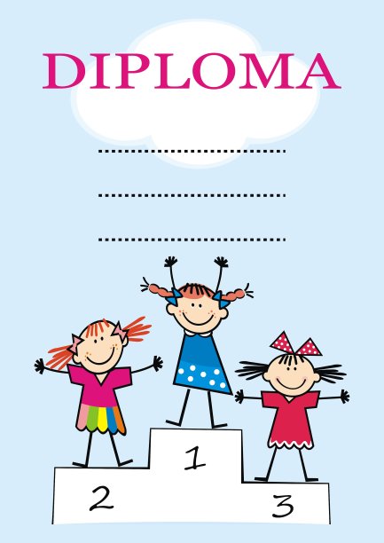 文凭，冠军领奖台和三个女孩，eps。图片下载