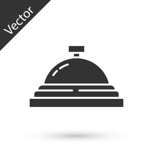 灰色的酒店服务钟图标孤立在白色上图片下载