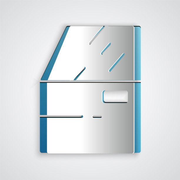 剪纸汽车门图标孤立在灰色图片下载