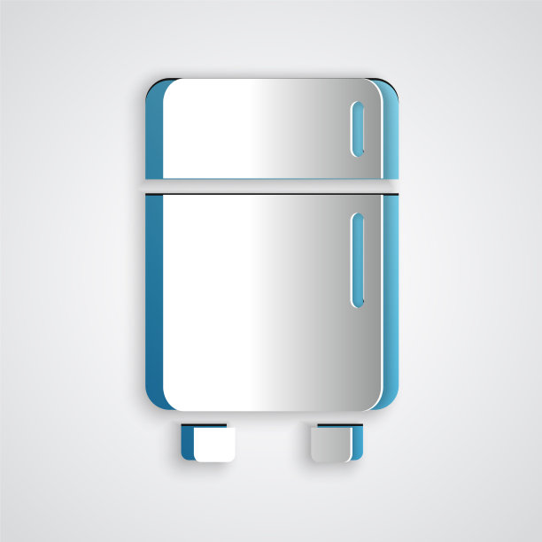 剪纸冰箱图标孤立在灰色图片下载