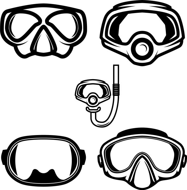 为标志设置潜水面具设计元素图片下载
