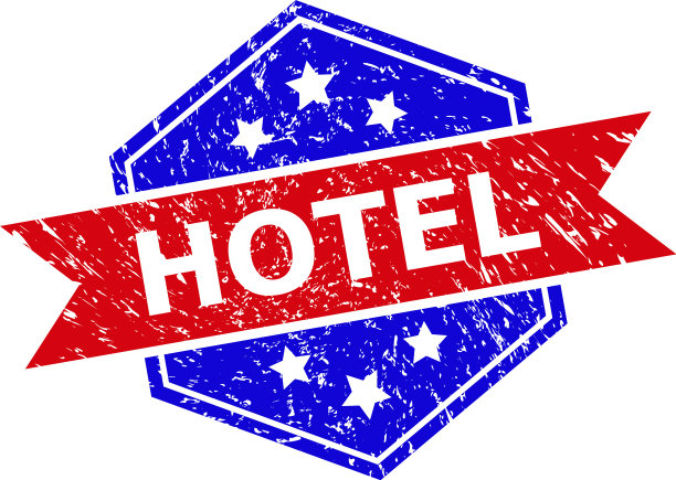 六角双色酒店邮票与肮脏的表面图片下载