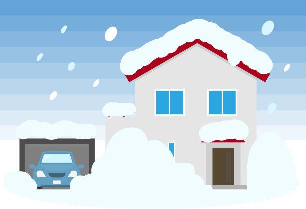 一所房子被埋在许多雪里的插图。图片下载