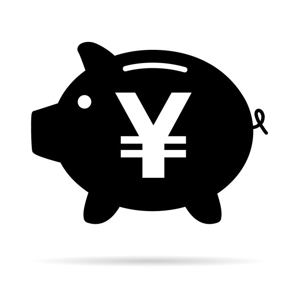 小猪储蓄罐平面图标标志与元网络符号图片下载