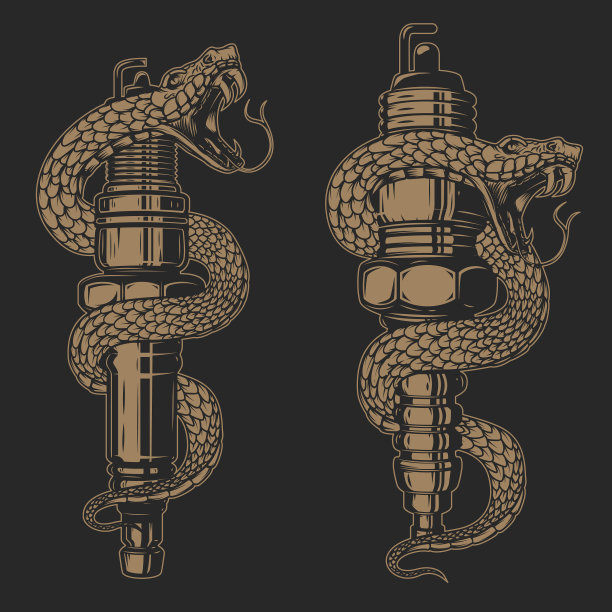 蛇在汽车火花塞设计元素的海报图片下载