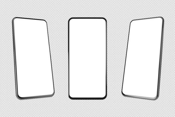 逼真的手机或智能手机模型。手机框与空白屏幕显示孤立的模板。包括剪切路径。三维演示图片下载