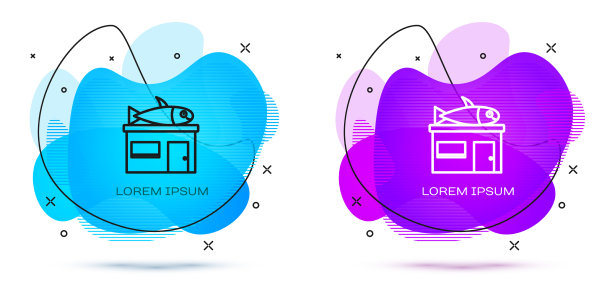 线海鲜店图标孤立在白色图片下载