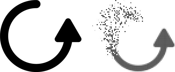 损坏的像素和原始旋转左箭头图标图片下载