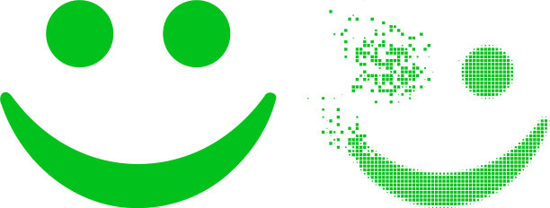 损坏像素和原始的快乐微笑图标图片下载