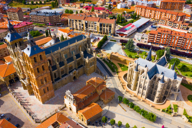 Astorga，西班牙的鸟瞰图图片下载