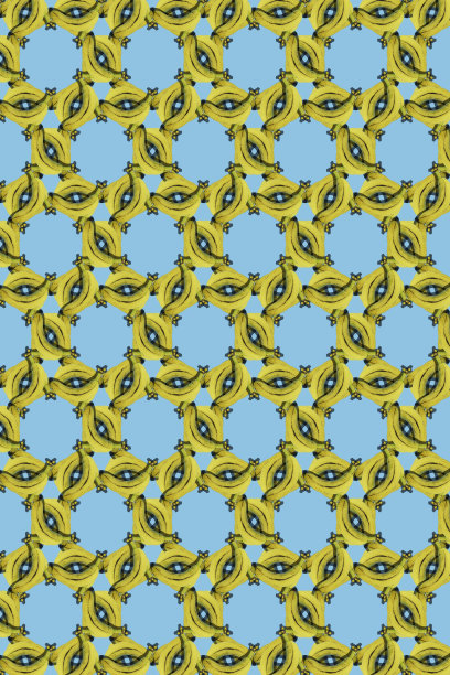 黄色和蓝色背景上的香蕉图片下载