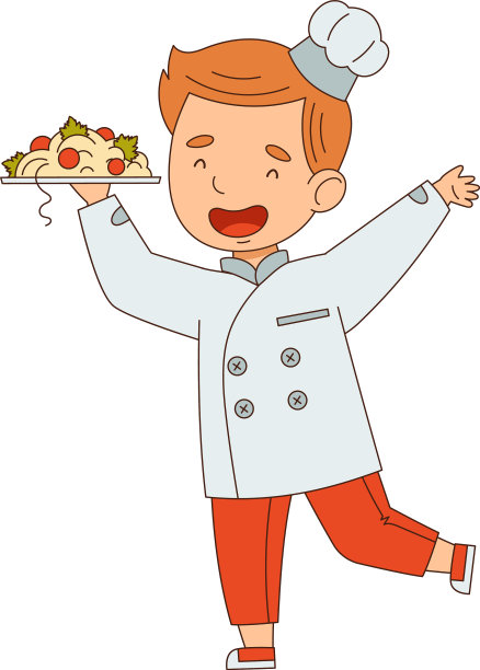 小厨师戴着白帽，手里拿着夹克图片下载