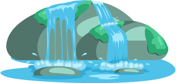 瀑布的水从悬崖上落下图片下载