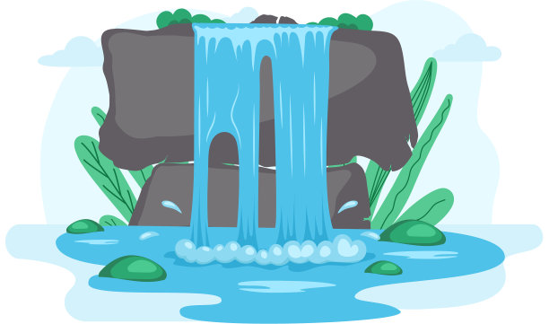 瀑布的水从悬崖上落下图片下载