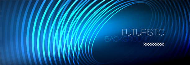 暗抽象背景与发光的霓虹灯圈图片下载