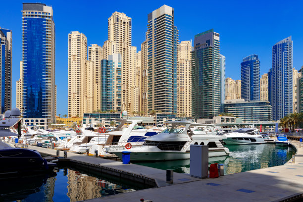 迪拜码头与港口，阿拉伯联合酋长国图片下载
