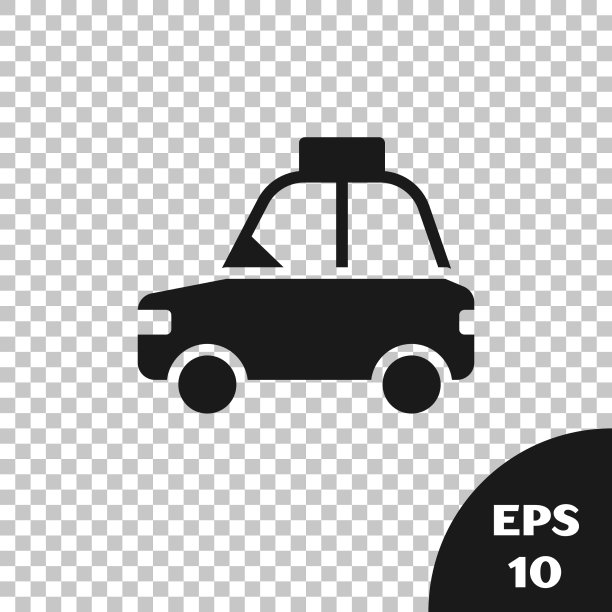 黑色宠物车出租车图标孤立上透明图片下载