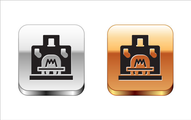 黑色室内壁炉图标孤立在白色图片下载