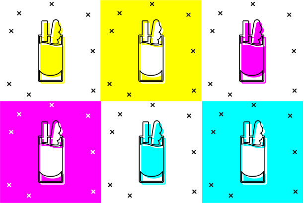 设置鸡尾酒血腥玛丽图标孤立的颜色图片下载