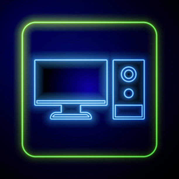 发光的霓虹灯电脑显示器图标隔离图片下载