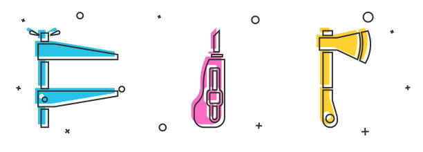 设置夹钳工具、文具刀、木斧图片下载