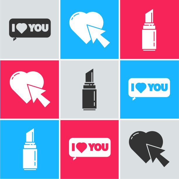 Set speech bubble with我爱你的心和图片下载