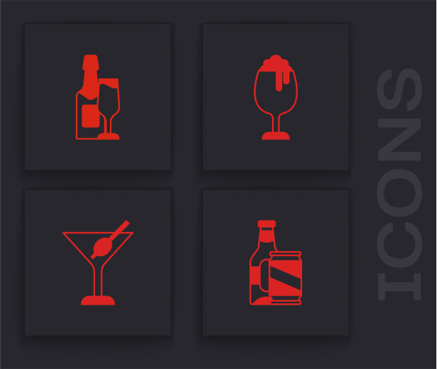 设置啤酒瓶和啤酒罐香槟杯图片下载