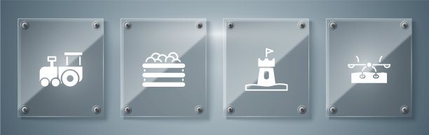 设置跷跷板沙塔池与球和玩具图片下载