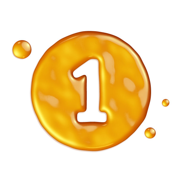 用蜂蜜做的一组数字，3d渲染，一个图片下载