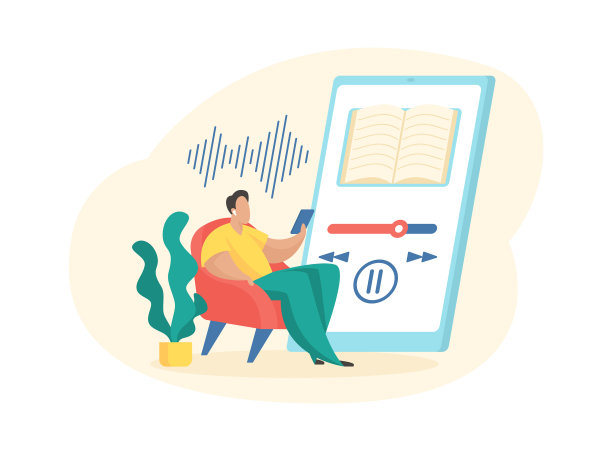 男人在应用程序移动听有声书图片下载