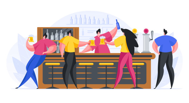 一群卡通人物在酒吧休息图片下载