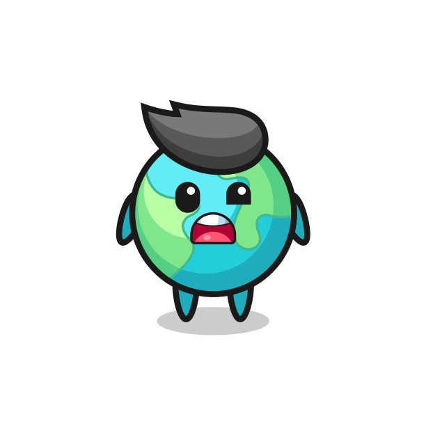 震惊脸可爱的地球吉祥物图片下载