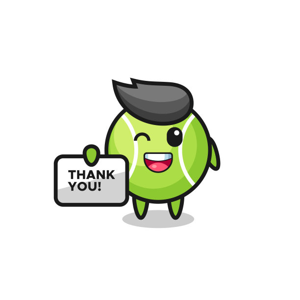 吉祥物网球举着一面横幅，上面写着图片下载