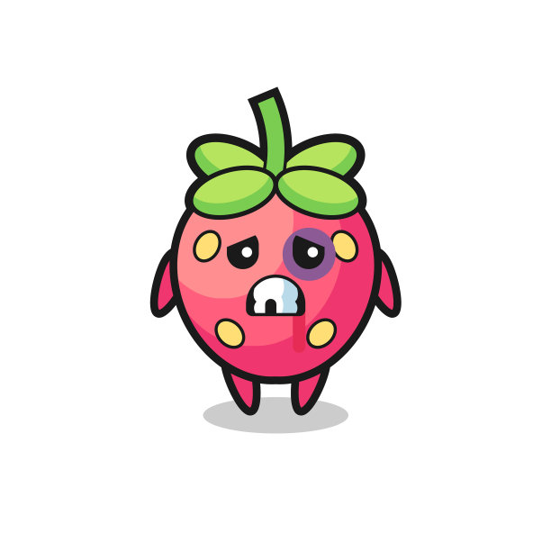 受伤的草莓，脸上有淤青图片下载