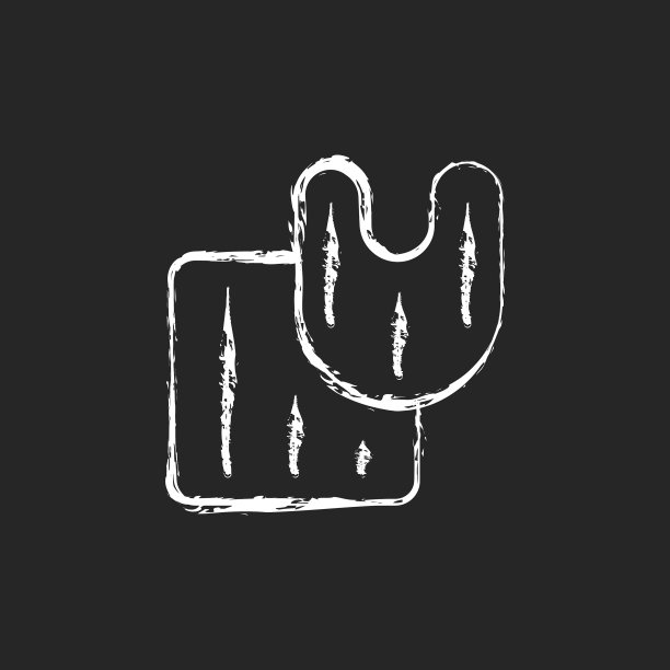 浴室地毯上的粉笔白色图标在黑暗图片下载