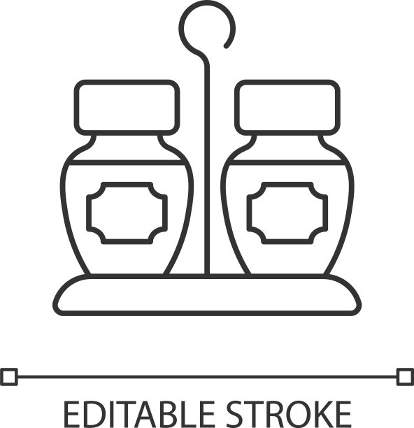 调味品设置线性图标图片下载