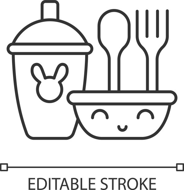 儿童餐具线性图标图片下载